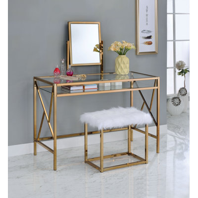 Etta Avenue Teen Kayli Vanity Set with Stool and Mirror Reviews Wayfair